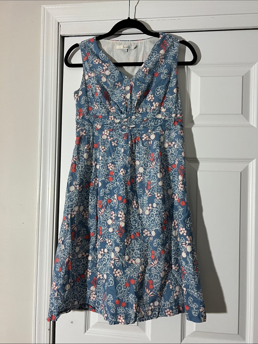 Boden Blue Floral Sundress with Pink Accents